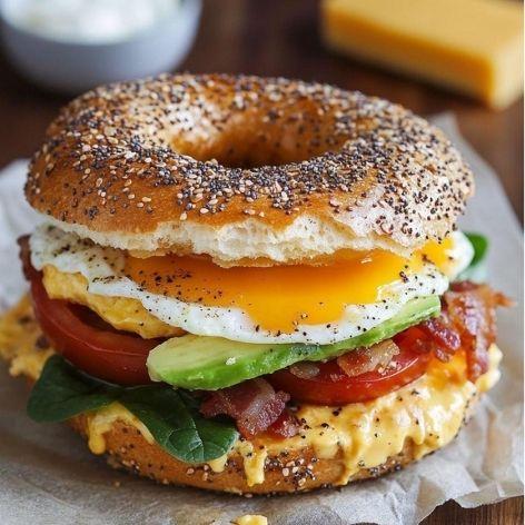 Hearty Toasted Everything Breakfast Bagel