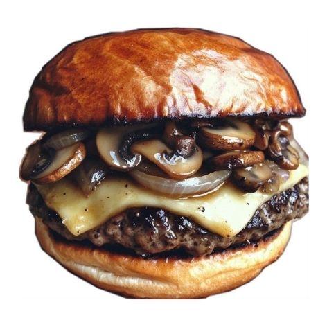 Truffle mushroom burger and French fries
