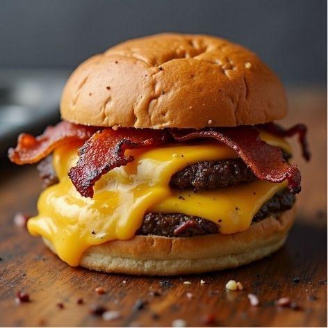 Double Bacon cheeseburger with Fries